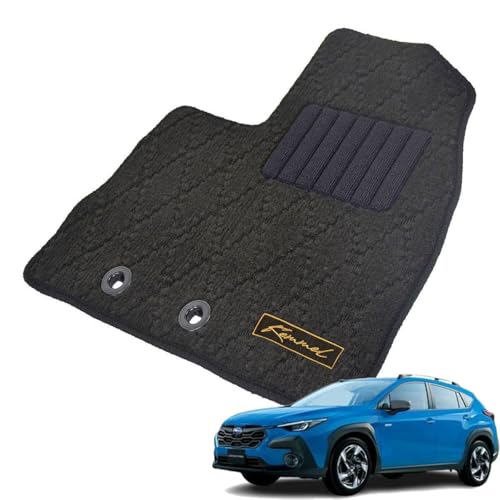Kemmel スバル 新型クロストレック GU系 令和4年9月〜 運転席床部に留め具有車(純正ヒネリタイプ固定用ストッパーが運転席床に付いている車両) 専用 フロアマット カーマット ダイヤライン生地/ブラック (運転席のみ/刺繍ロゴ付き)