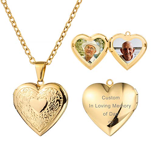 MeMeDIY Collier Médaillon Coeur Personnalisé Contient Une Texte de Gravure d'image Commémorative Photo pour Femmes Fille Maman Grand-Mère Pendentif d'amour...
