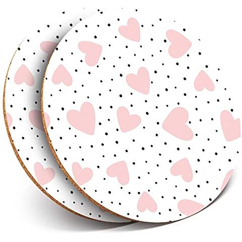 Adorable Pink Hearts Coasters with Cork Base Cover
