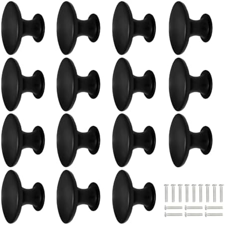 Bouton De Meuble Noir 16 Pièces Noir Rond Bouton De Meuble, 30mm Boutons De Porte Bouton De Porte De Placard