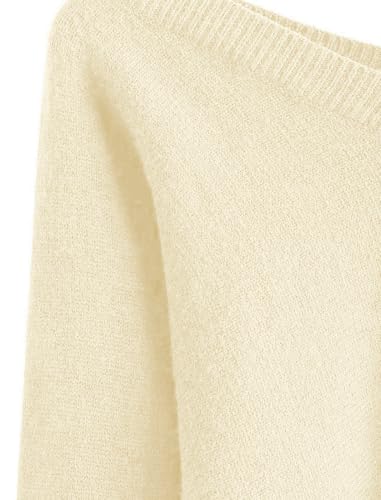 Image of ZAFUL Women's Cropped Sweater V-Neck Long Sleeve Pullover Jumper Knit Top | Crop Length, Ribbed Knit, Double V design, White sweater, Raglan sleeves, lantern sleeve, Fall & Winter, Loose fit, Oversized