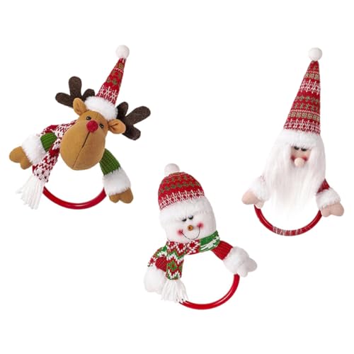 Beavorty 3 Piezas toallero de Cocina Colgantes navideños Toallas navideñas Colgador de Toallas para el baño decoración toallero sin Perforaciones Anillo para Colgar Toallas el plastico