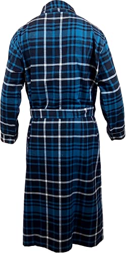 Andrew Scott Mens 2 Pack Long Sleep -Sauna Robe / 100% Cotton Flannel Brush Warm Bathrobe (2 Pack- Blue/Black, Gray/Black Plaids, Small-Medium) #TOP2