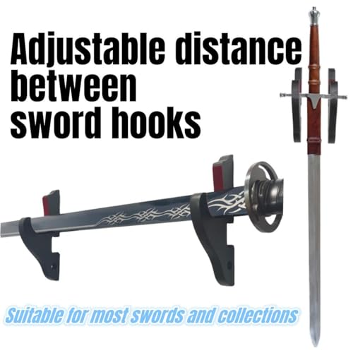 Eforlife 2/Set Sword Hook Wall Mount Samurai Sword Hanger Display Holder Adjustable For Katana Wakizashi Tanto Genji Sword Weapon Rack Dagger Mount thumb #4