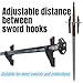 Eforlife 2/Set Sword Hook Wall Mount Samurai Sword Hanger Display Holder Adjustable for Katana Wakizashi Tanto Genji Sword Weapon Rack Dagger Mount(1 Tier Padded)
