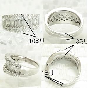 PT900　1カラットダイヤ　バゲットカットストーン 2連リング Amazon | ダイヤ リング Pt900 プラチナ テーパーダイヤモンド