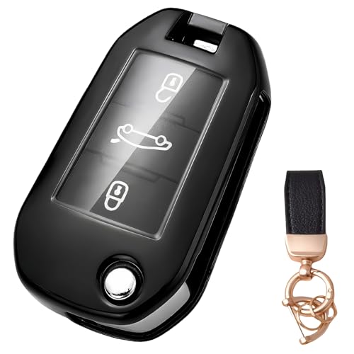 NEUHOO Accesorios de coche para Opel Zafira Life 2019-2024 2025 Funda para llave y llavero, carcasa de silicona para tarjeta de llave (Negro)