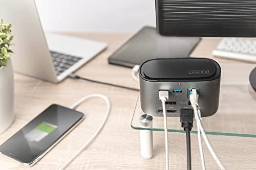 DIGITUS USB-C Stacja dokująca z M.2 SSD Dock - 11 portów - 2x HDMI, 1x DP (4K@60Hz) - 4x USB 3.0 / USB 2.0, 2x USB Type-C - RJ45 LAN, Jack Audio - czarny