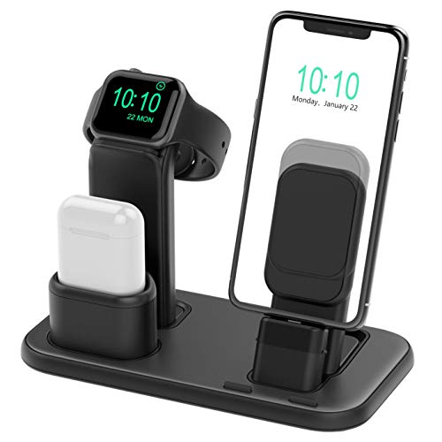 BEACOO Upgraded 3 in 1 Charging Stand for iWatch Series 6 5 4 3 2 1, Charging Station Dock Compatible with Airpods Pro 1 2 iPhone Series 12 11 pro Xs X Max XR 8 8Plus 7 6S(Charger & Cables Required)