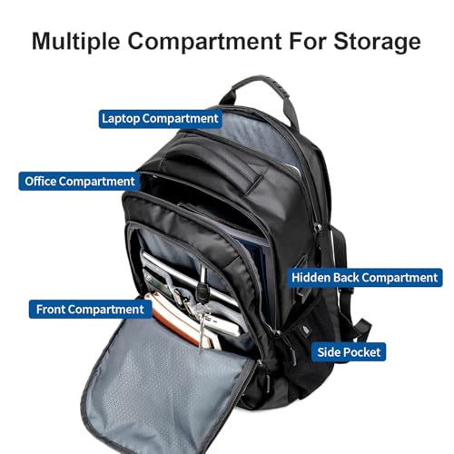 Image of Arctic Hunter Lightweight Laptop Backpack 15.6 inch Shock-Resistant Compartment 7-Pocket Organized Design USB Charging Port Water-Resistant 30L Travel Daypack with YKK Zippers (Blue)