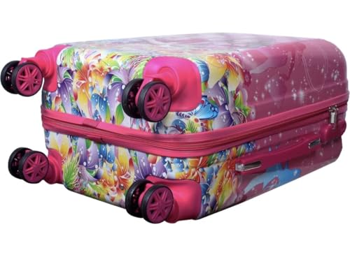 Image of ADSON Abs Kids Trolley 360 Rotating Luggage 360 Degree Wheels 2 Princess Dog Non-Breakable 20 Inch Kids Hardsided Suitcase with 4 Wheels, 360 Degree Wheel Travel Trolley Bag (Pink 2 Girls Princess)