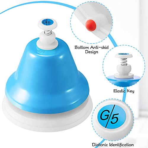 Zhanmai 16 Pieces Music Bells Include 8 Notes Hand Bells And 8 Desk Bells Colorful Diatonic Metal Bells For Musical Teaching Church Chorus Holiday Party Supplies, 2 Styles #TOP3