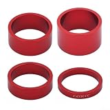 Ensemble d'entretoises de casque en aluminium pour tube de direction de fourche standard de 28,6 mm d'occasion pour VTT, route et banlieue (rouge)