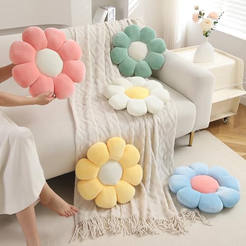 Image of HOKIPO Floral Decorative Throw Pillow for Bed Couch Sofa Plush Aesthetic Cushion for Home Decor Props - 42 cm, Fern Green (AR-6234-GRN)