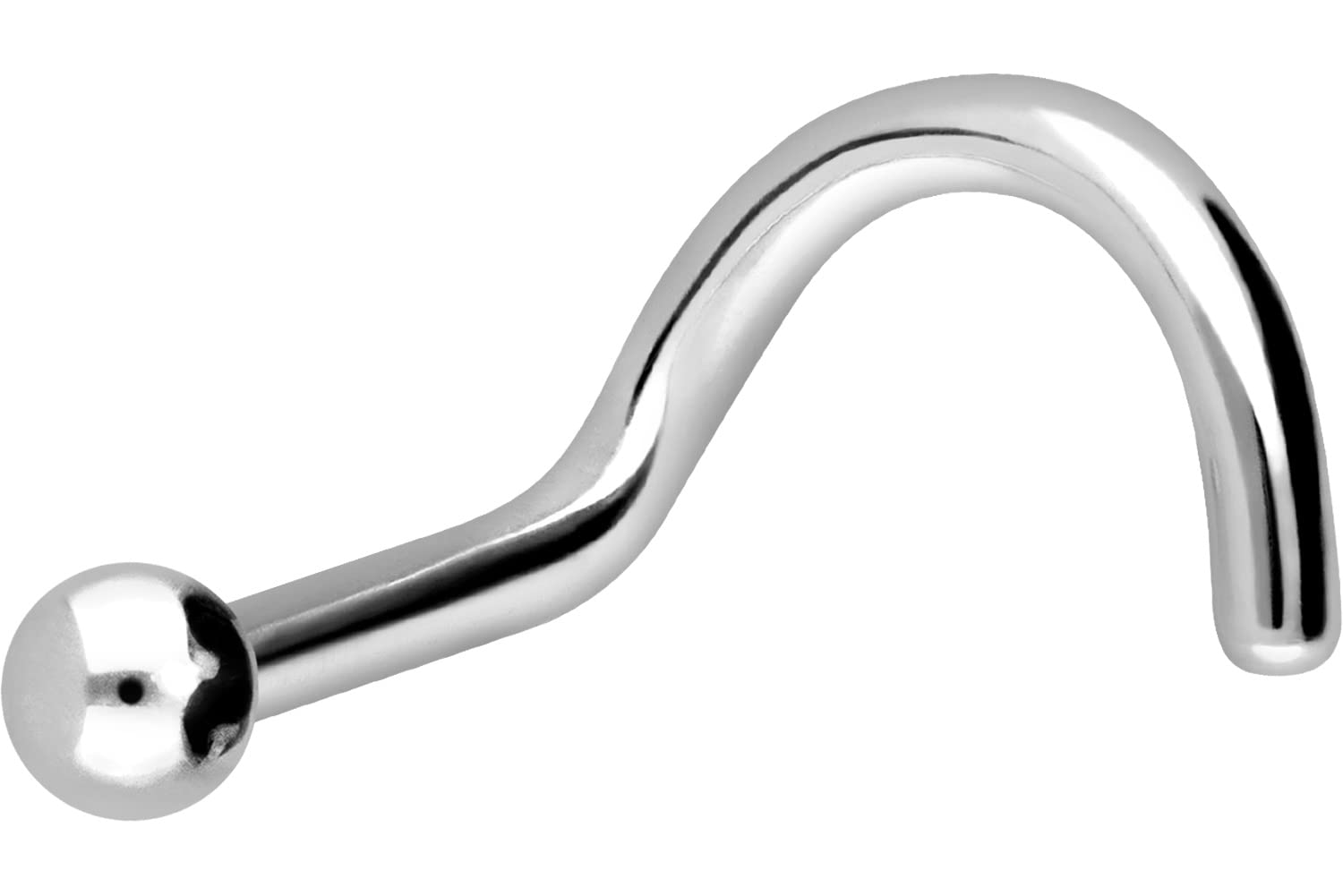 PIERCINGLINE Piercing de nariz de acero quirúrgico con bola: pendiente nasal en espiral en 4 colores