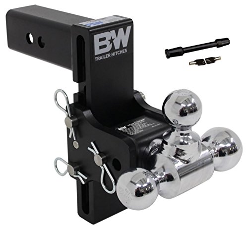 B&W TS20049B Tow and Stow Receiver Hitch Tri-Ball with 2.5in Shank 7in Drop 7.5in Rise Plus 5/8in Black Receiver Lock