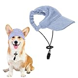LUMOOM Hunde Baseballmütze, Verstellbare Hundemütze, Hunde-Sonnenhut mit Ohrlöchern, Sommer Sonnenschutz Hut für Kleine Hunde, Katzen und Welpen (M-Blau)