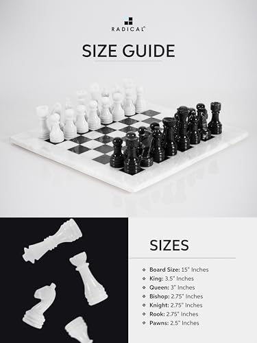 Jeu d'échecs en marbre lesté RADICALn de 38 cm style Staunton avec boîte - 7