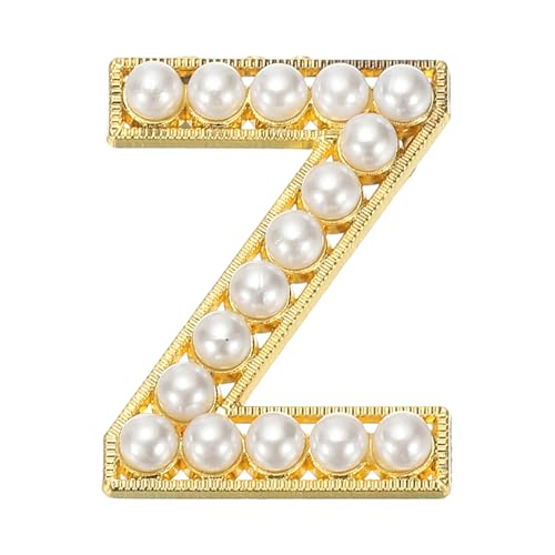 Image of PATIKIL Letter Brooch Pins, Pearl Initial Alphabet Letter Lapel Badges Pin for Women Men Girl Wife Suits