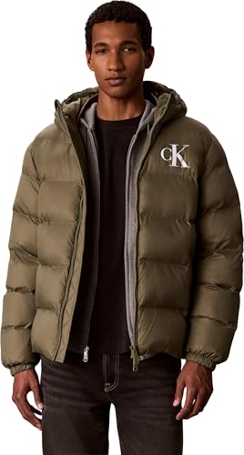 Calvin Klein Herren Ls Ltwt Nylon Padded Hooded Puff Lv04rg513g Jacken (1 Stück), Beige (Dusty Olive), XXL – Ansicht 1