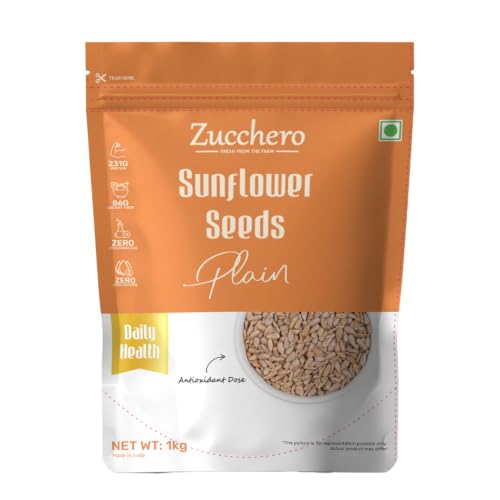 Image of Zucchero Sunflower Seeds (1kg) -Raw Seeds for eating | Protein Loaded | Hi-Fiber | Super Food | Healthy Snack | Anti-oxidant Rich | Real Food | Lab Tested