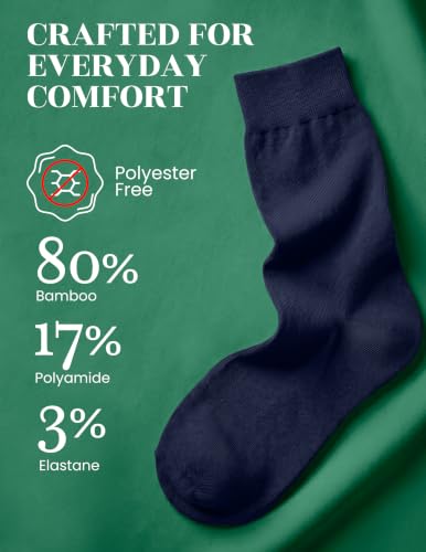 Image of Hugh Ugoli Womens Thin Soft Bamboo Dress Socks, Business, Crew, 3-6 Pairs