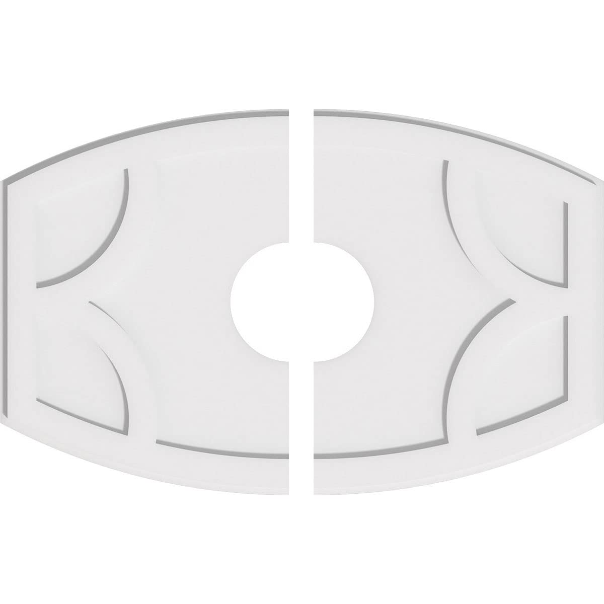 Ekena Millwork CMP34X22KY2-07000 Kailey Architectural Grade PVC Contemporary, Two Piece Urethane Ceiling Medallions 34"W x 22 5/8"H x 7"ID x 18 1/4"C x 1"P