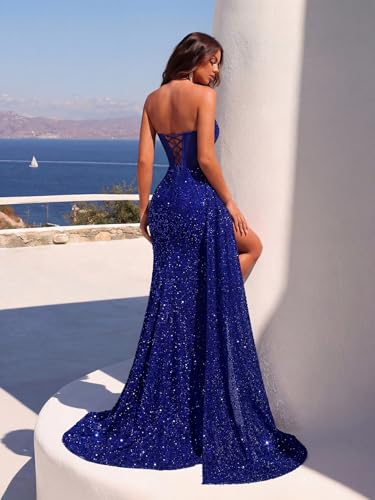 Image of Cocktail Evening Gowns Formal Dresses for Women Sequin Tulle Wedding Guest Party Sexy Off Shoulder Floor Length Prom Dress