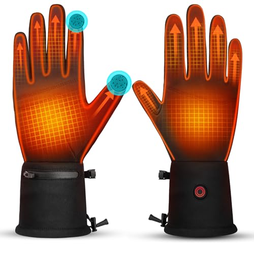 Heated Gloves for Men Women Liners Rechargeable Waterproof Electric Thin Gloves for Running Hiking Walking Driving