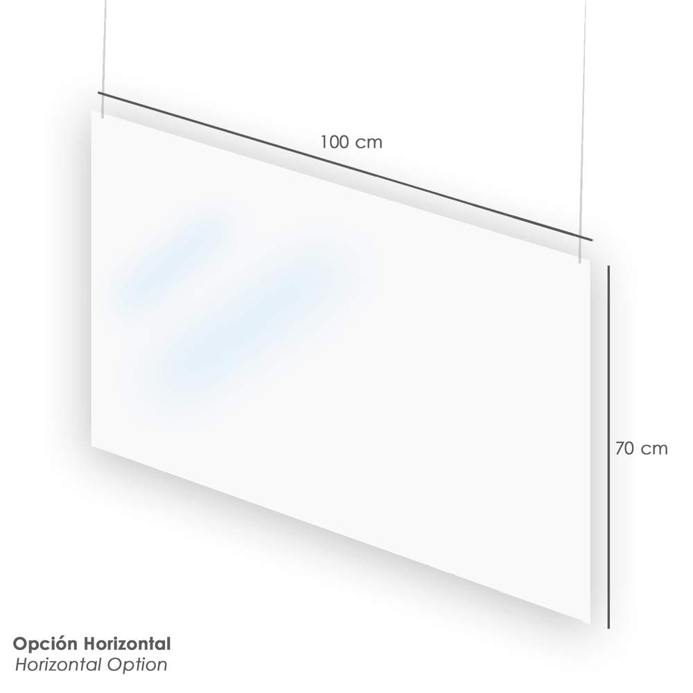 Mampara Protectora Colgar Techo Policarbonato 3 mm. Trasnparente. Medida 70x100 cm.