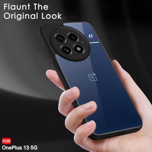 Image of TheGiftKart Hybrid Shockproof Back Cover Case for OnePlus 13 5G | Camera Protection Module | Hard Back Cover Case for OnePlus 13 5G (PC & TPU, Transparent Clear Back, Black Sides) | Hybrid