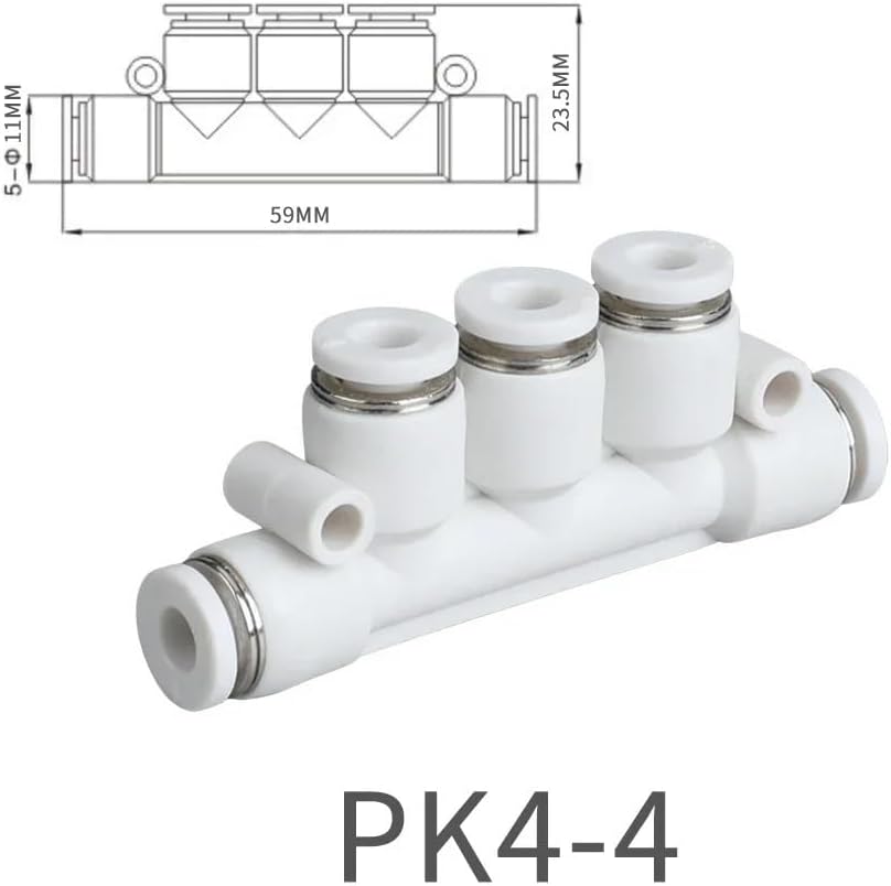 5pcs PKG PK Manifold Connection Quick Air Hose Fitting 12 10 8 6 4 Pipe Tube Pneumatic Push-Fit Connector 4MM 6MM 8MM 10MM 12MM(PK4-4)