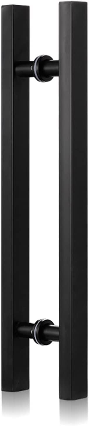 MXXQRHF Stainless Steel Modern Push-Pull Door Handle, H Shape Square Glass Sliding Barn Door Hardware, Double-Sided, Available in Matte Black, Gold, Silver - Commercial Quality