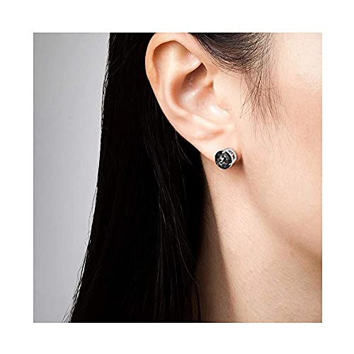 14K White Gold Cushion Shaped Black Diamond Earrings For Women - 3 Cttw Screw Back #TOP3