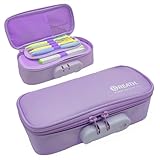 Domi The Chosen Products Pencil Case with Lock for Boys and Girls, Waterproof Large Capacity Pencil Pouch with Handle, Zipper Pencil Bag, Organizer Pen Box for Kids Teens Adults Students(Purple)
