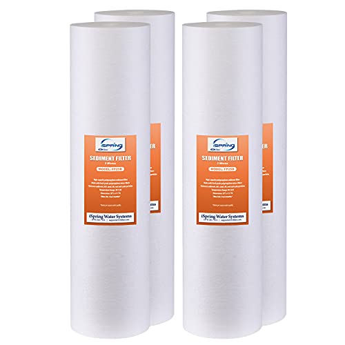 Image of iSpring FP25BX4 High Capacity 20 inch x 4.5 inch Water Replacement Cartridge Fine Sediment Filter, 4 pieces / 5 microns, White, 4 Count