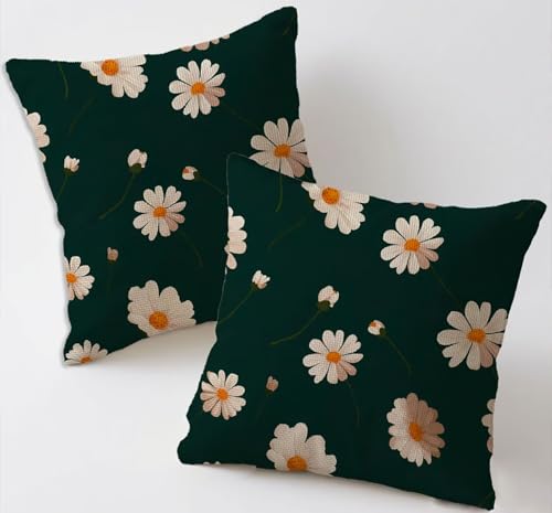 Funda Cojin 35x35 cm Fundas Cojines Esmeralda Cojines Decorativos Juego de 2 Fundas Cojin Margarita Almohada Lino Funda de Almohada impresión Doble Cara para Coche Silla Dormitorio Decoracion C-1481