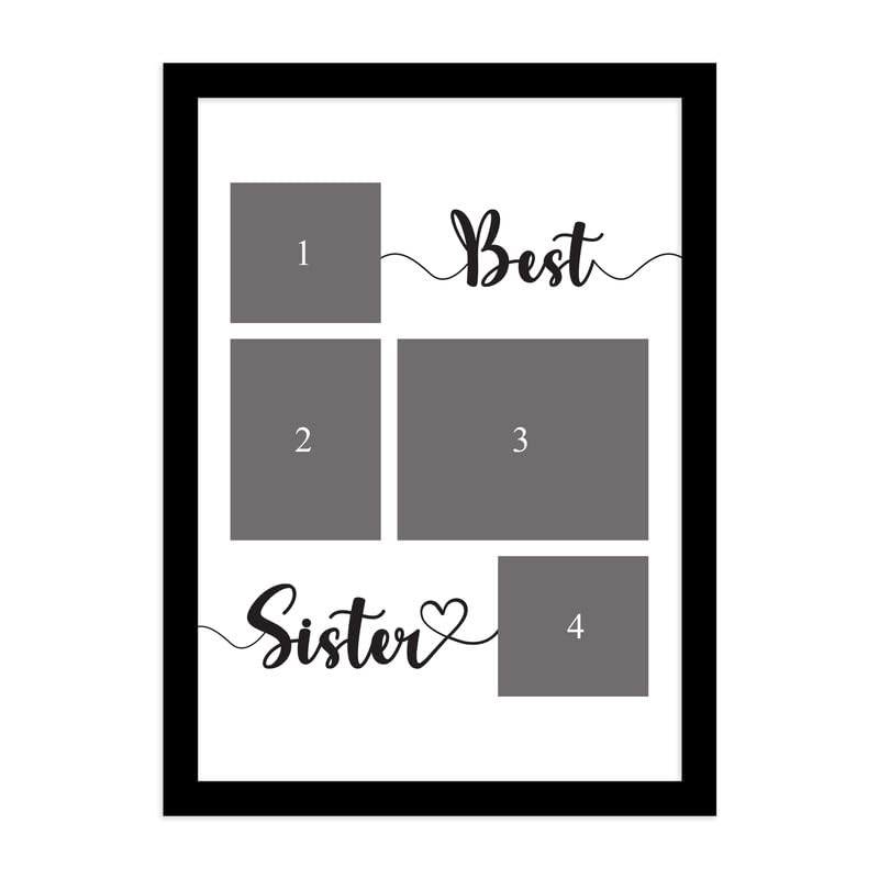 Image of Art Street Customized Best Sister with 4 Photo Collage print for Sister, Brother Gifts Photo Frame With Photo Upload, Birthday, Gift for Husband, Couple, Brother, Sister, Rakhi (A4)
