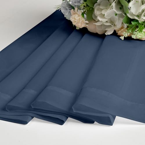 Image of OVZME Navy Blue Sheer Curtains 78 Inches Long 2 Panels - Soft Light Filtering Window Sheer Panels for Living Room /Bedroom, Top Dual Rod Pocket, 1 Pair, Each 42Wx78L Inches