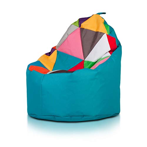 Ecopuf Yoko Mix Puf Patchwork - Puf portátil de poliéster con Cremallera Antideslizante