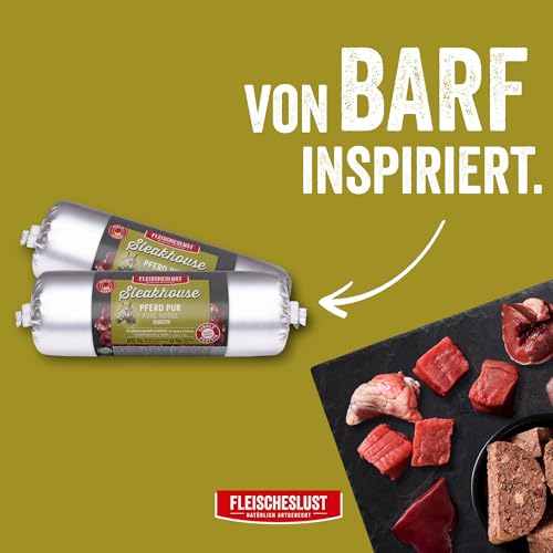 Steakhouse Pferd pur (14x500g), Nassfutter für Hunde & Katzen, sensitives Ergänzungsfutter, Monoprotein, getreidefrei, 14x Wurst von Fleischeslust