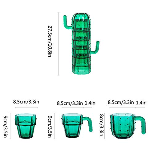 Tasses de cactus vert verre réutilisable anti-table monotone