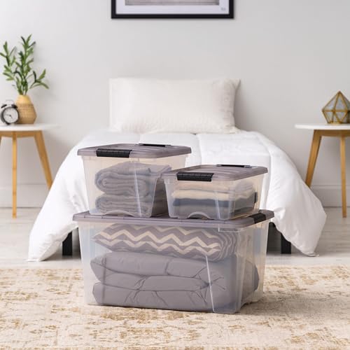 Clear Plastic Storage Bins with Gray Lids, 19 Qt Stackable Container Box, Built-in Handles, 15.38x12.38x9.63 Inches, Set of 5 - Image 5