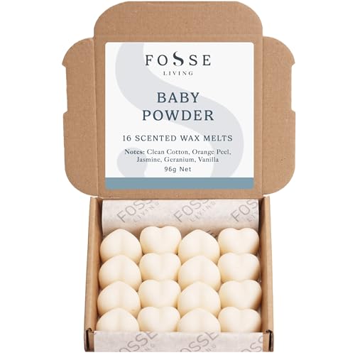 Baby Powder Soy Wax Melts 16 Pack | Clean Soft & Fresh | Natural Vegan & Plastic Free | Up to 96 Hrs Scent | Pet Safe | Handmade in UK Fosse Living