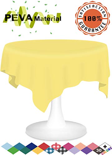 Light Yellow Plastic Tablecloths 3 Pack Disposable Table Covers 84 Inches Circle Shower