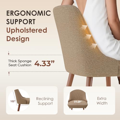 Image of MALOL Dining Room Chair Set of 6, Upholstered Kitchen Chairs with Wood Legs, High-Back Padded Dining Chairs for Dining Room /Restaurant /Cafe, Camel