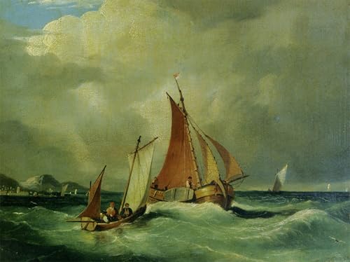 Bateaux de pêche en haute mer poster Calvert art mural contemporain