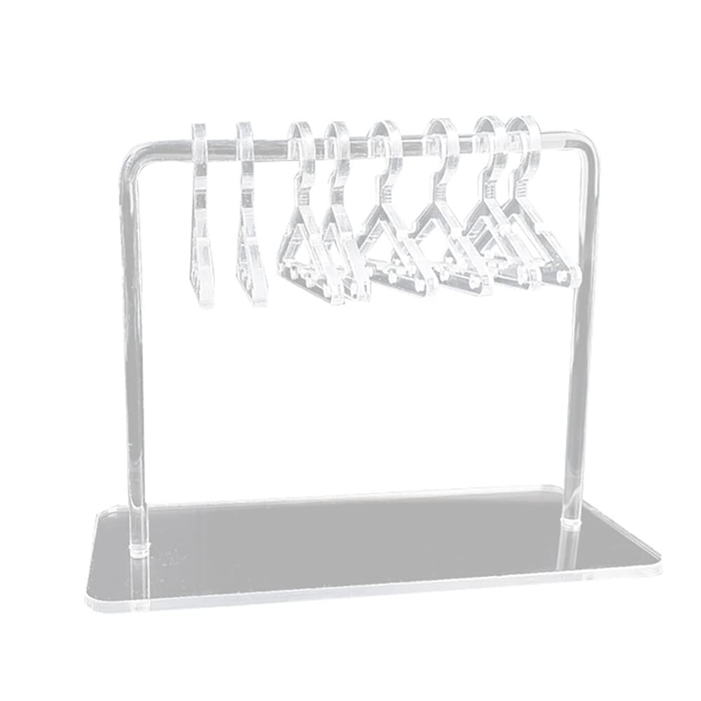 Jewelry Organizer Stand with Earring Tray and 8 Mini Hangers, Plastic Transparent Earring Holder Necklace Holder Display for Earrings Necklaces Bracelets Rings
