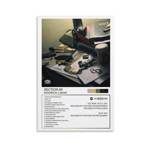ZANLIART Kendrick Lamar Section 80 Album Cover Canvas Print Music Poster for Room Aesthetic Unframe:12x18inch(30x45cm)