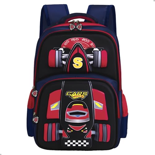 Mochila Escolar Infantil Para Meninos Carro Esportivo com Design 3D (Vermelho)